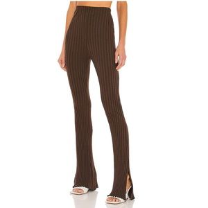 Lovers + Friends Olivia Ribbed Pants in Hazel (Split Hem/Stretch)